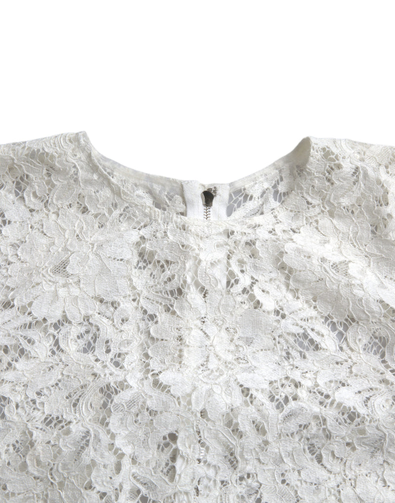 Elegant White Lace Blouse Dolce & Gabbana