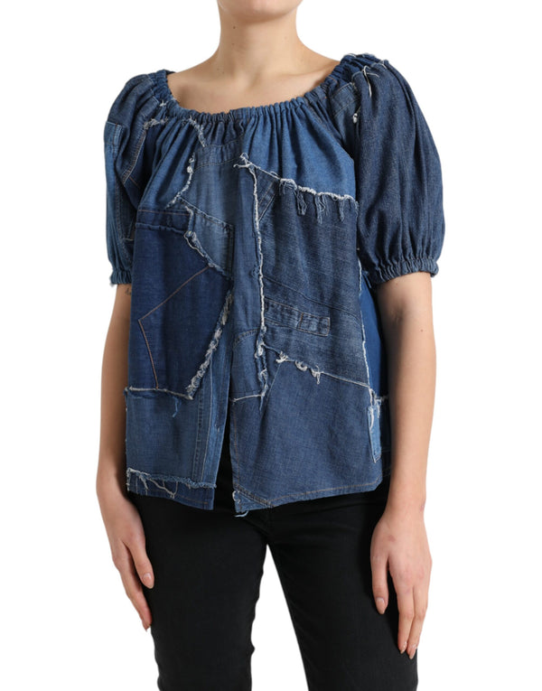 Elegant Cotton Denim Blouse Top Dolce & Gabbana