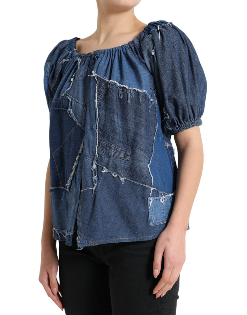 Elegant Cotton Denim Blouse Top Dolce & Gabbana