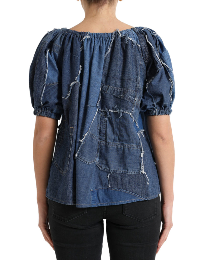 Elegant Cotton Denim Blouse Top Dolce & Gabbana