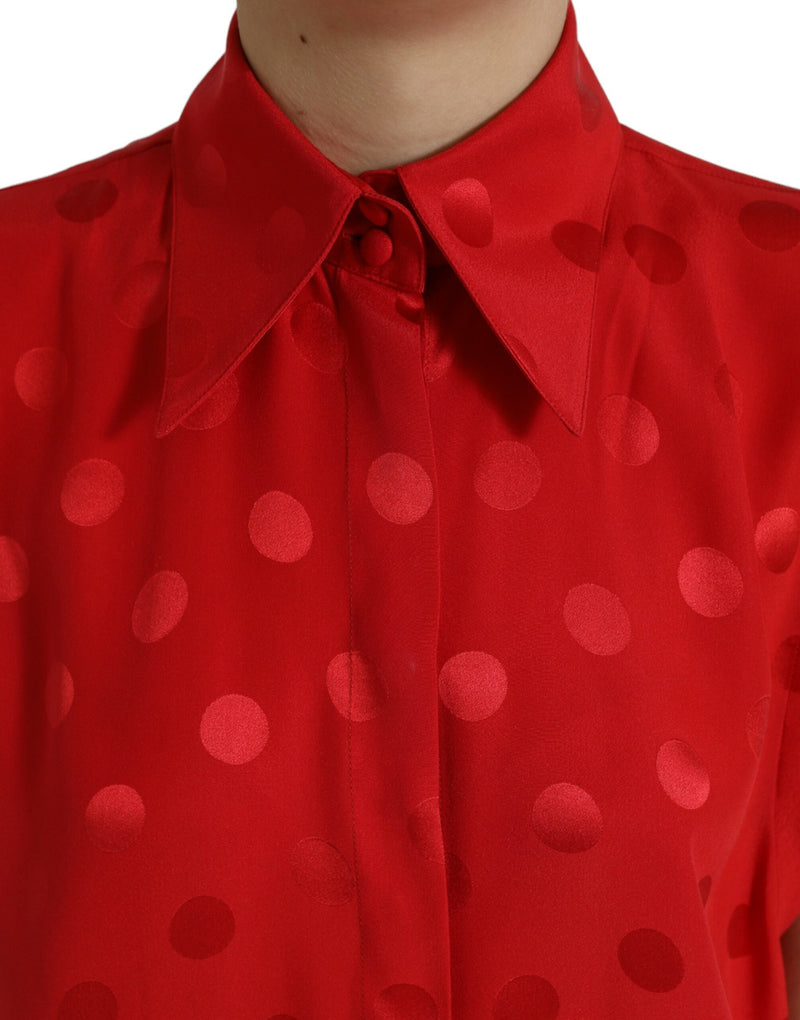 Elegant Polka Dot Sleeveless Silk Blouse Dolce & Gabbana