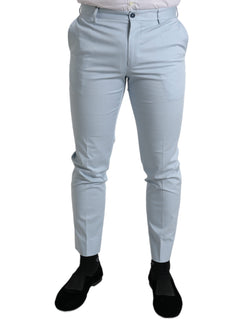 Sky Blue Cotton Stretch Skinny Pants Dolce & Gabbana