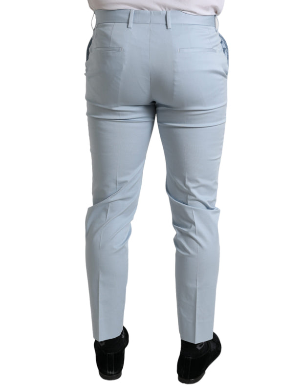 Sky Blue Cotton Stretch Skinny Pants Dolce & Gabbana