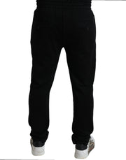 Elegant Black Cotton Joggers with Logo Embroidery Dolce & Gabbana