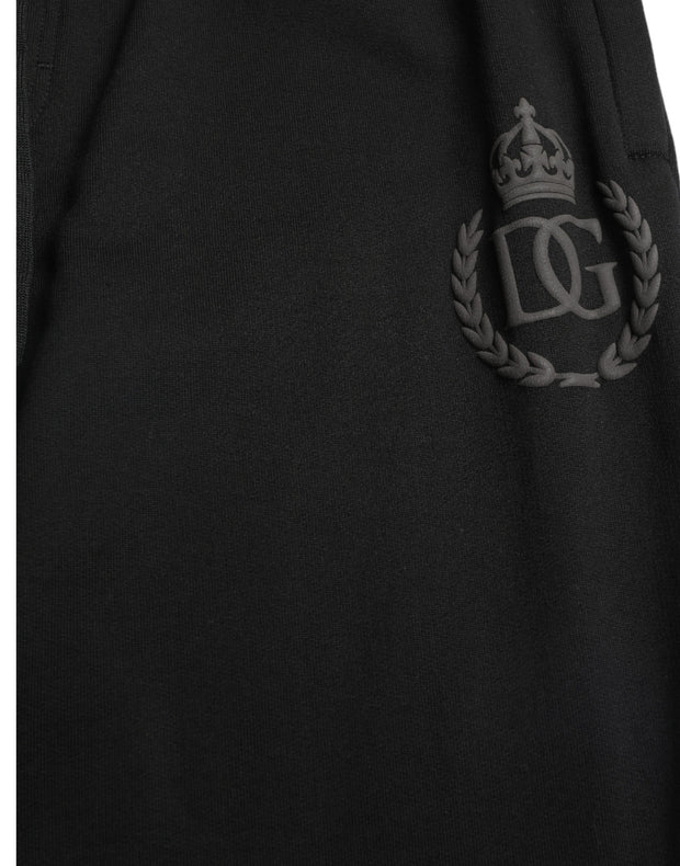 Elegant Black Cotton Joggers with Logo Embroidery Dolce & Gabbana