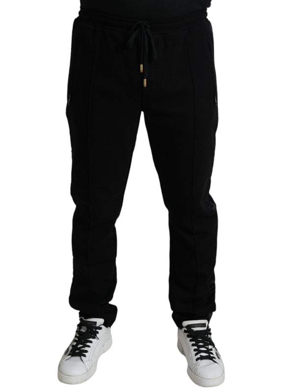 Elegant Black Cotton Blend Jogger Pants Dolce & Gabbana