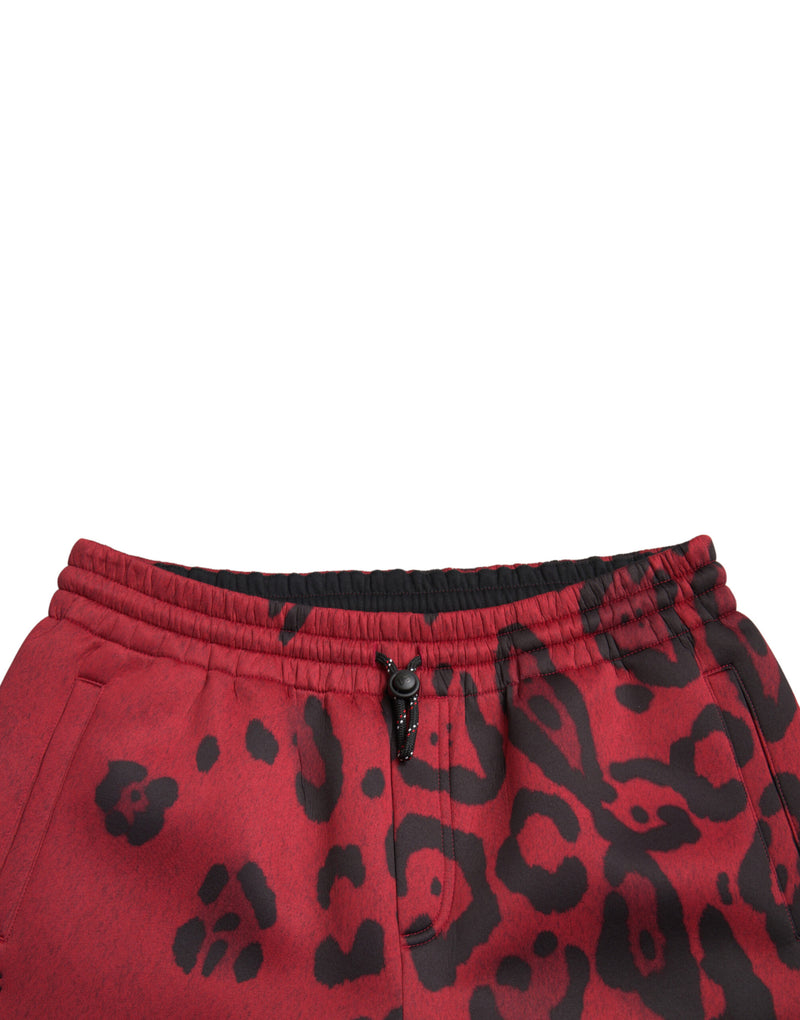 Elegant Leopard Print Joggers in Red and Black Dolce & Gabbana