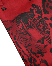 Elegant Leopard Print Joggers in Red and Black Dolce & Gabbana