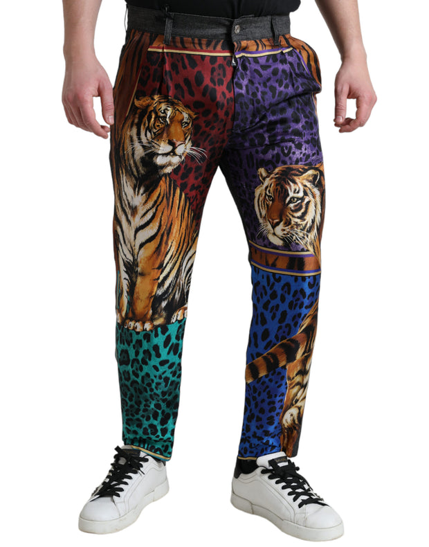 Multicolor Tiger Print Loose Denim Jeans Dolce & Gabbana