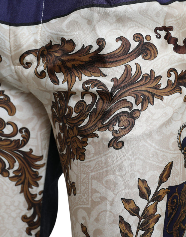 Elegant Silk Skinny Pants with Heraldic Print Dolce & Gabbana