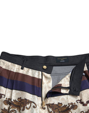 Elegant Silk Skinny Pants with Heraldic Print Dolce & Gabbana