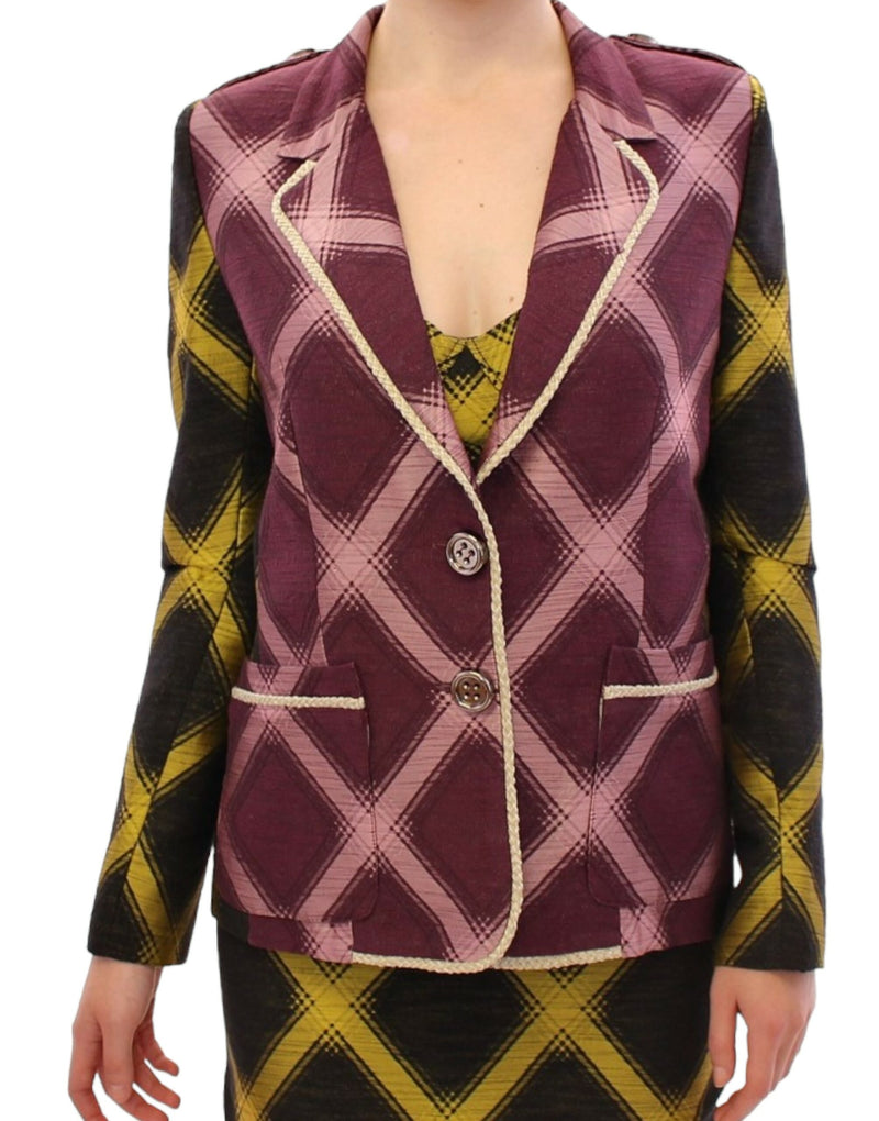 Chic Purple Checkered Jacket Blazer House of Holland