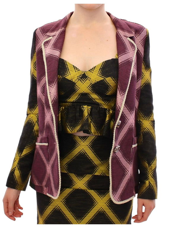 Chic Purple Checkered Jacket Blazer House of Holland