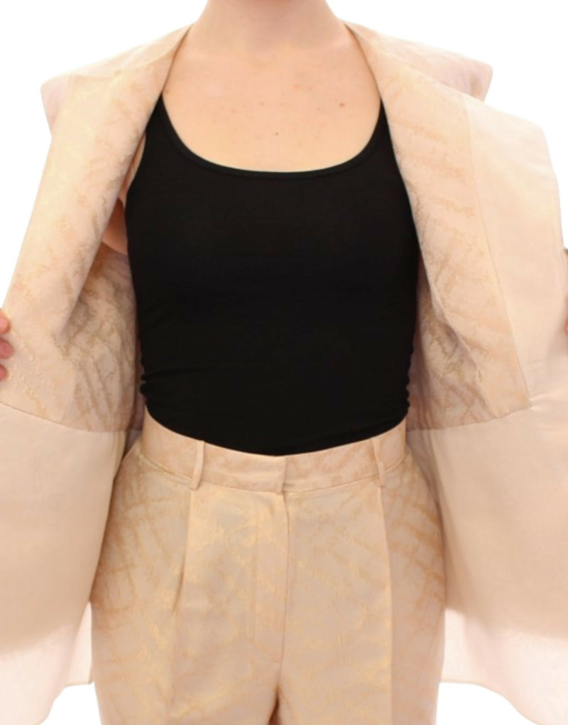 Exquisite Beige Brocade Sleeveless Jacket Vest Zeyneptosun