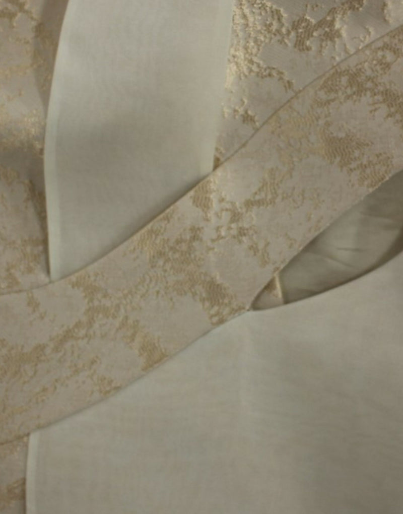Exclusive Beige Brocade Sleeveless Vest Zeyneptosun