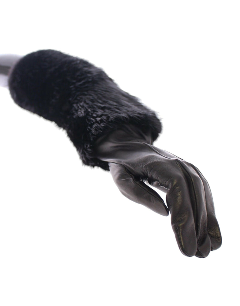 Elegant Elbow Length Leather Gloves Dolce & Gabbana