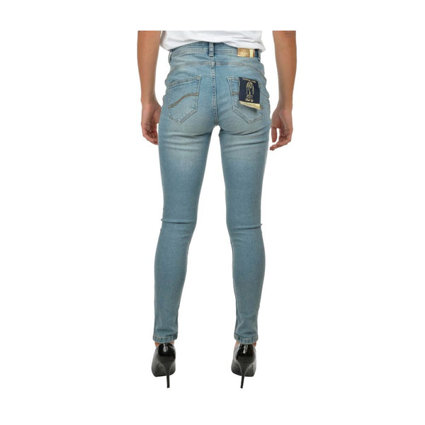 Light Blue Cotton Women Skinny Jean Yes Zee