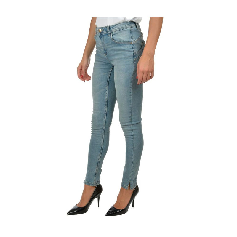 Light Blue Cotton Women Skinny Jean Yes Zee