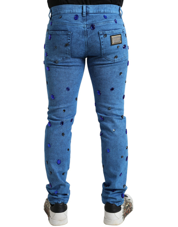 Crystal Embellished Skinny Denim Jeans Dolce & Gabbana