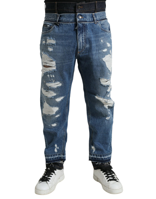 Chic Skinny Tattered Denim Jeans Dolce & Gabbana