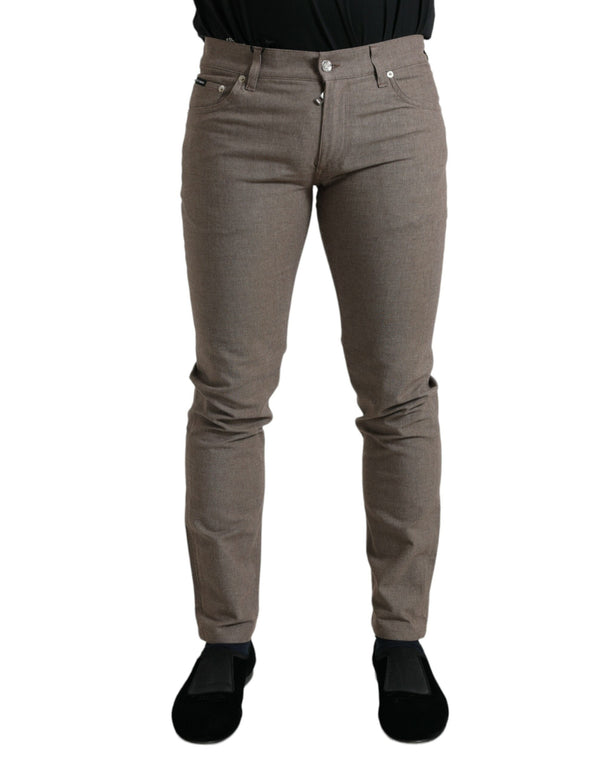 Elegant Brown Cotton Stretch Skinny Pants Dolce & Gabbana