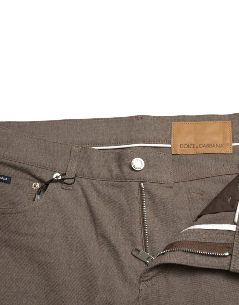 Elegant Brown Cotton Stretch Skinny Pants Dolce & Gabbana