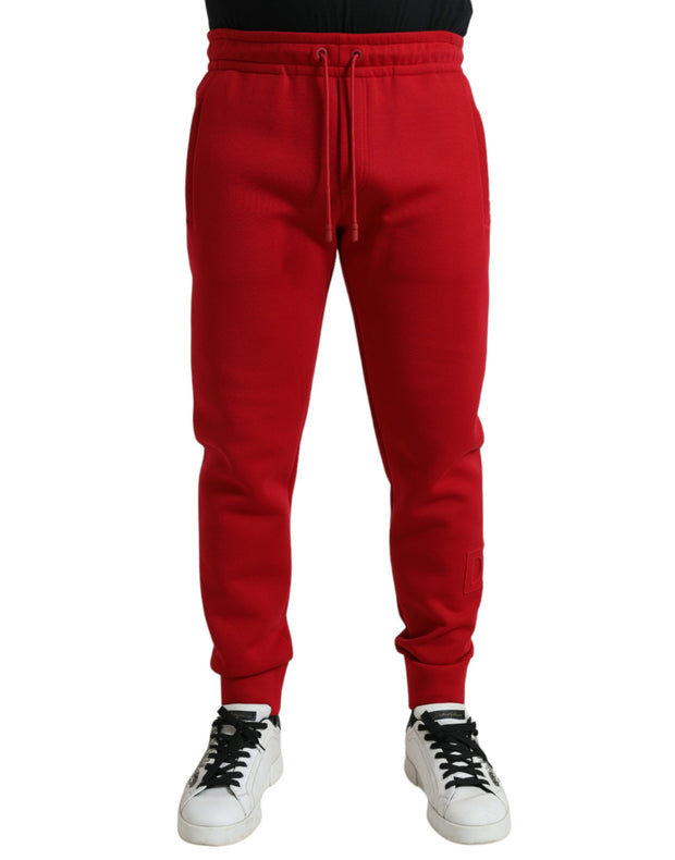 Sizzling Red Cotton Blend Jogger Pants Dolce & Gabbana