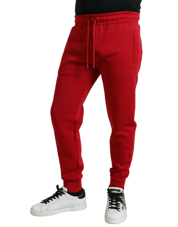 Sizzling Red Cotton Blend Jogger Pants Dolce & Gabbana