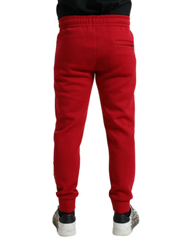 Sizzling Red Cotton Blend Jogger Pants Dolce & Gabbana