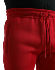 Sizzling Red Cotton Blend Jogger Pants Dolce & Gabbana