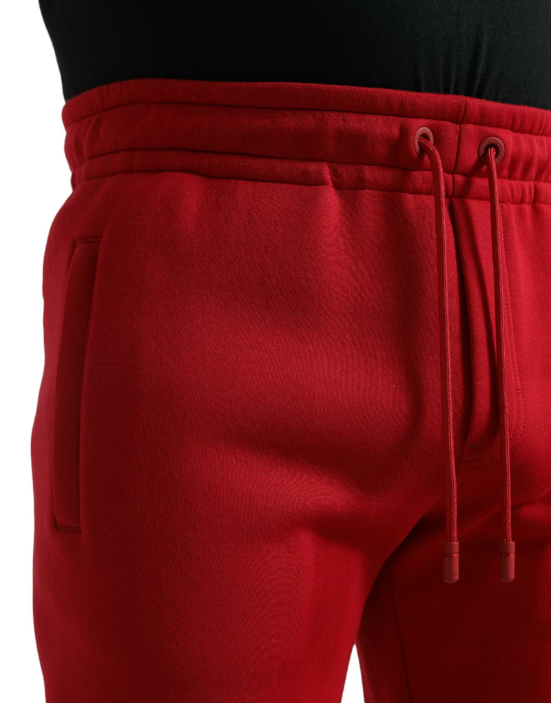 Sizzling Red Cotton Blend Jogger Pants Dolce & Gabbana