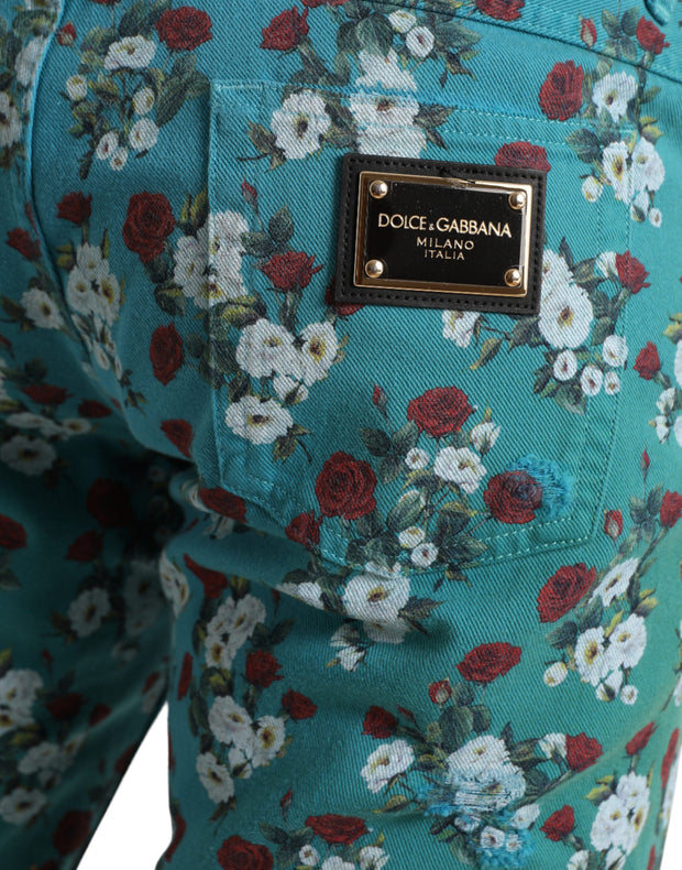 Chic Floral Skinny Denim Jeans Dolce & Gabbana