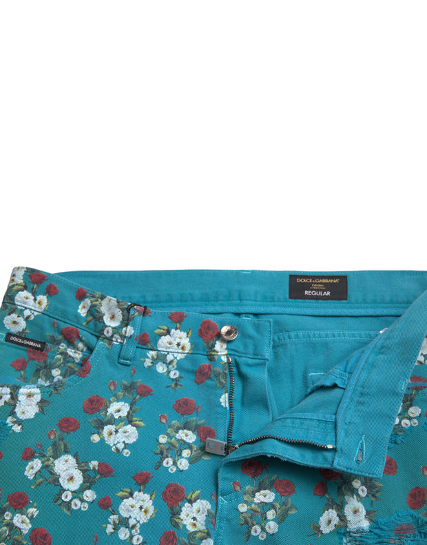 Chic Floral Skinny Denim Jeans Dolce & Gabbana