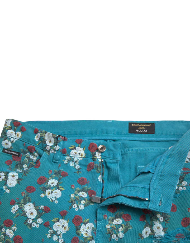 Chic Floral Skinny Denim Jeans Dolce & Gabbana