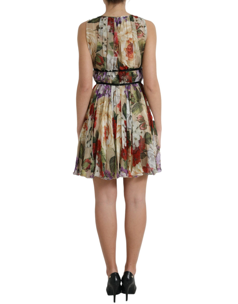 Floral Elegance Silk Chiffon Mini Dress Dolce & Gabbana