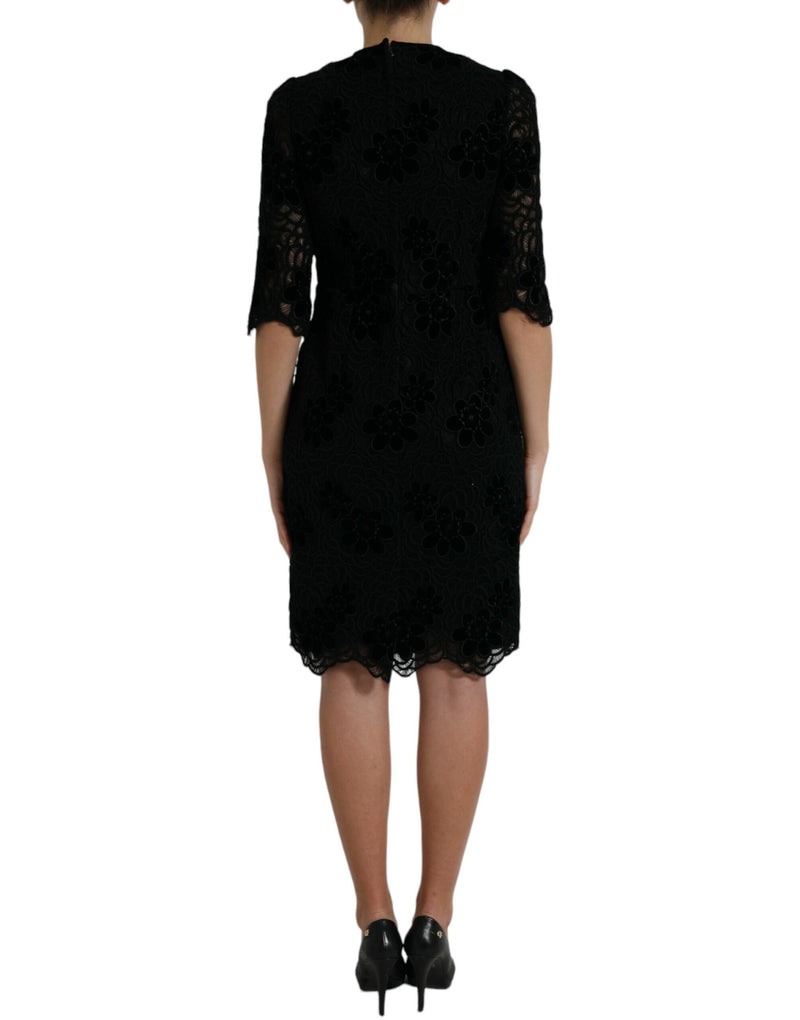 Elegant Floral Lace Sheath Dress Dolce & Gabbana