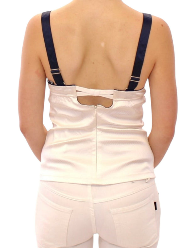 White Sailor Motif Stretch Tank Top Dolce & Gabbana