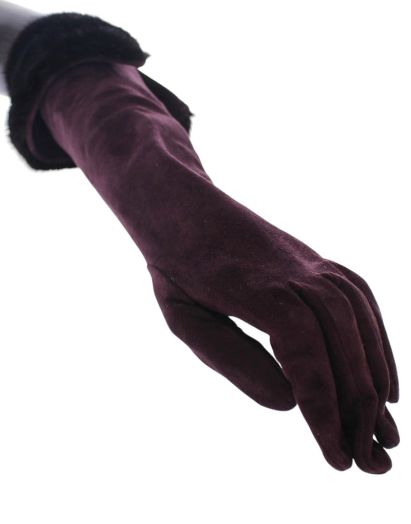 Elegant Elbow Length Purple Fur Gloves Dolce & Gabbana