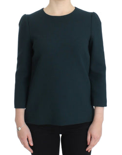 Enchanted Sicily Green Wool Silk Blend Blouse Dolce & Gabbana