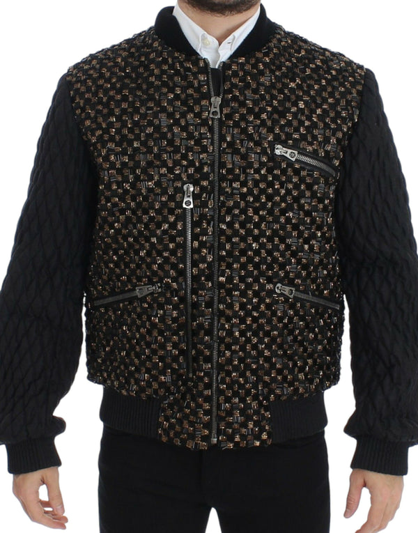 Elegant Black Sequined Designer Jacket Dolce & Gabbana