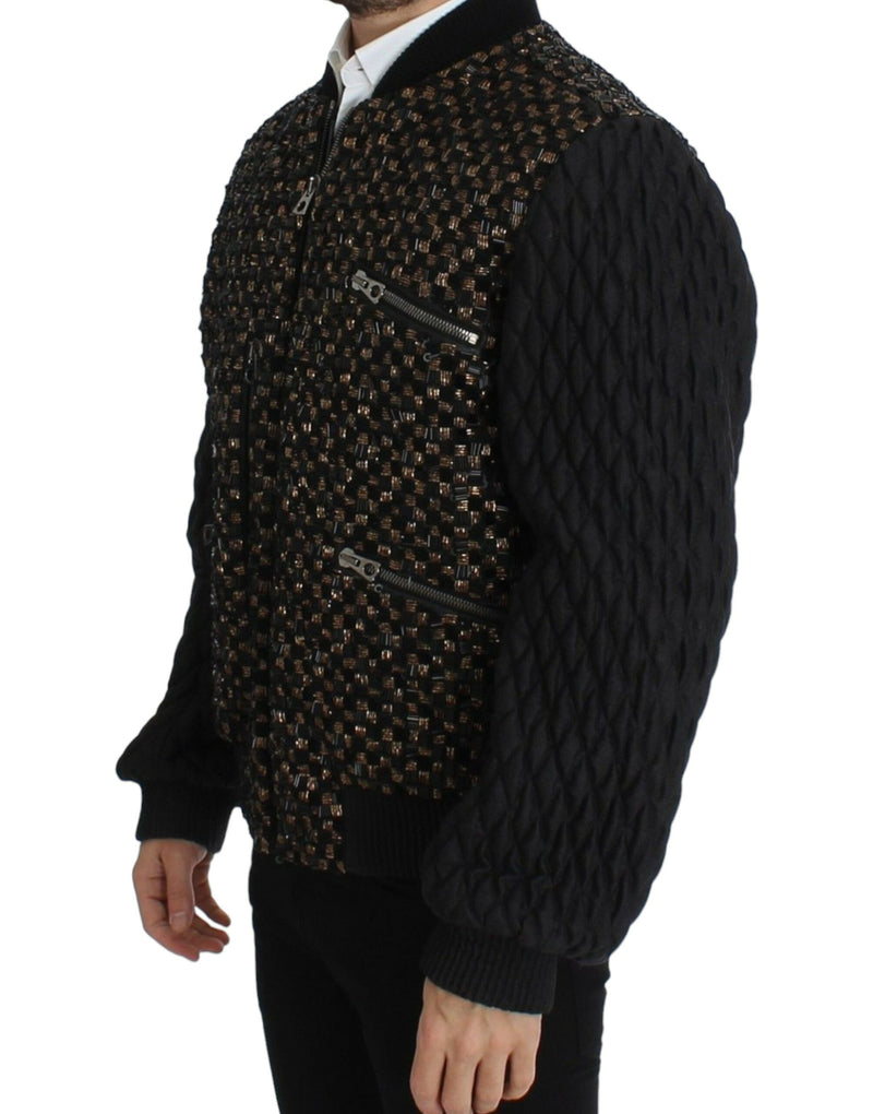 Elegant Black Sequined Designer Jacket Dolce & Gabbana