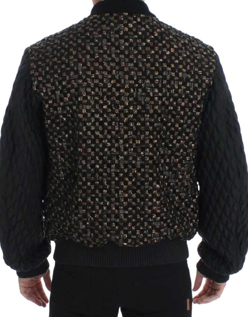 Elegant Black Sequined Designer Jacket Dolce & Gabbana