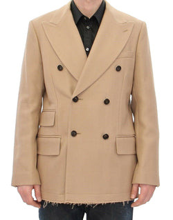 Elegant Beige Formal Wool Coat Dolce & Gabbana