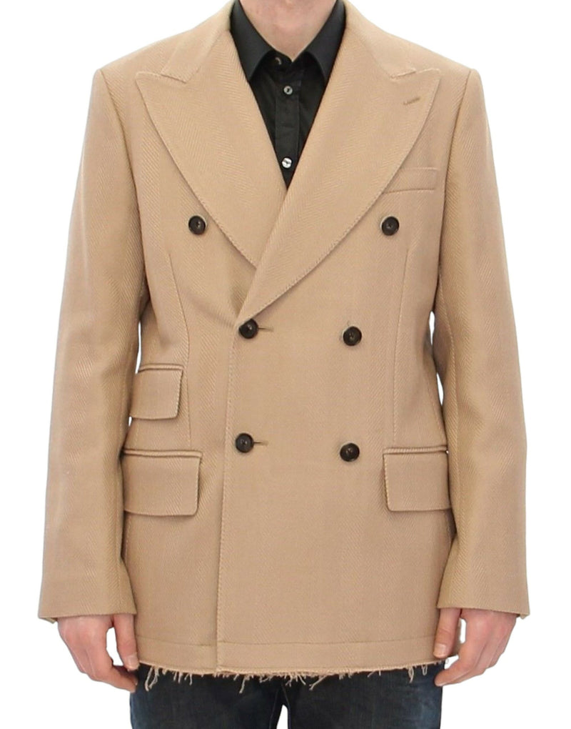 Elegant Beige Formal Wool Coat Dolce & Gabbana