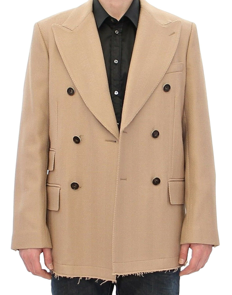 Elegant Beige Formal Wool Coat Dolce & Gabbana