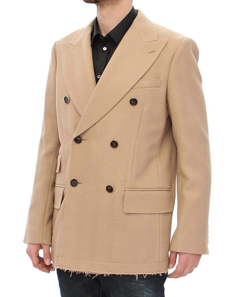 Elegant Beige Formal Wool Coat Dolce & Gabbana