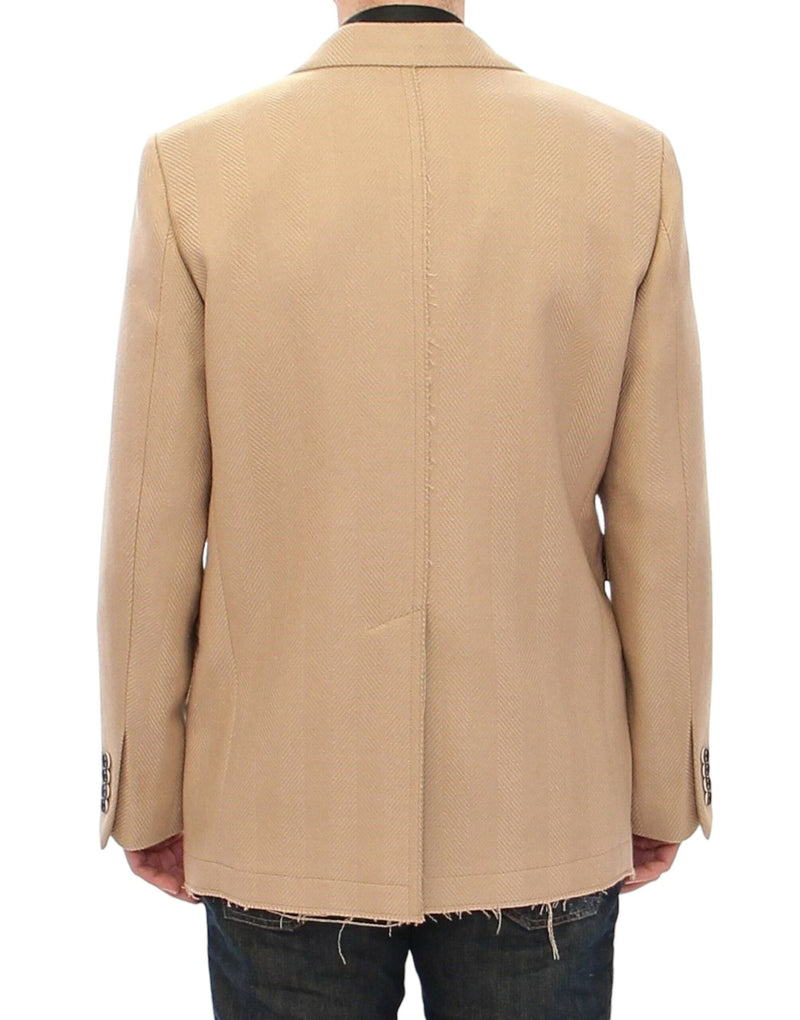 Elegant Beige Formal Wool Coat Dolce & Gabbana