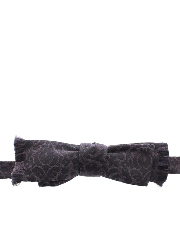 Elegant Black Paisley Silk-Wool Blend Bow Tie Dolce & Gabbana