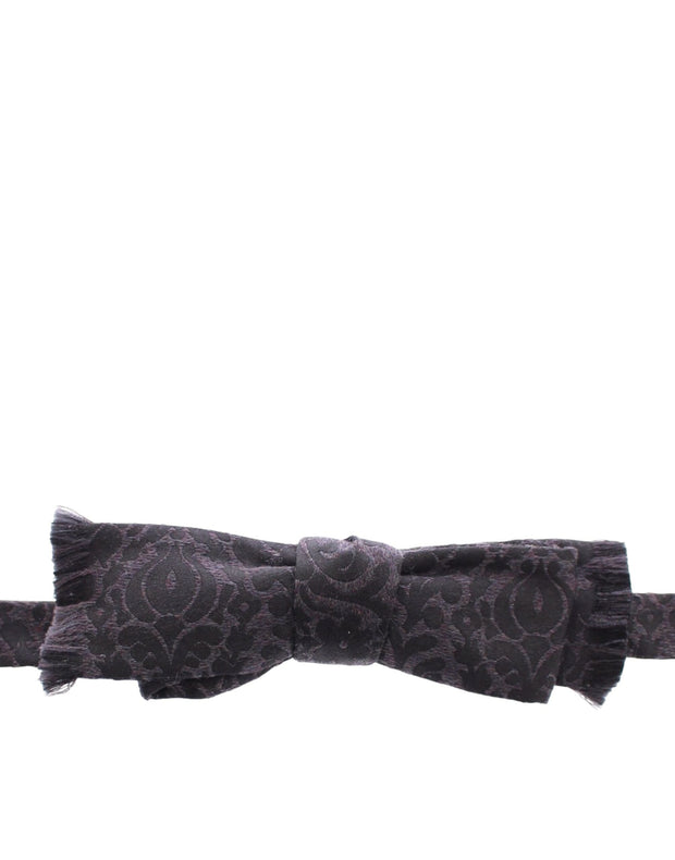 Elegant Black Paisley Silk-Wool Blend Bow Tie Dolce & Gabbana