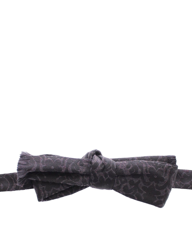 Elegant Black Paisley Silk-Wool Blend Bow Tie Dolce & Gabbana